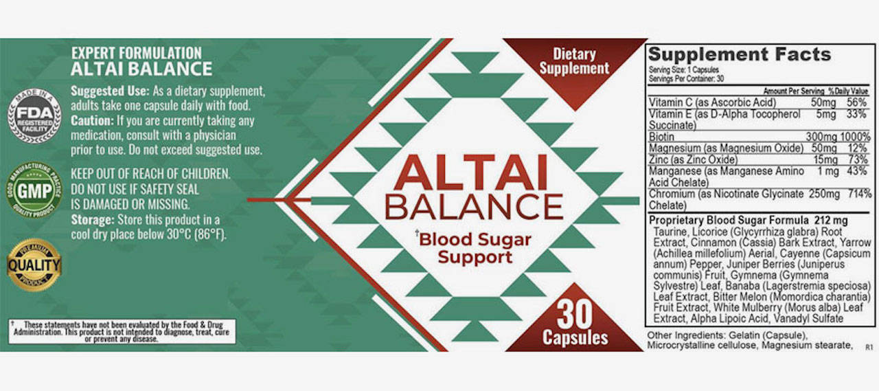 Altai Balance Supplement Facts